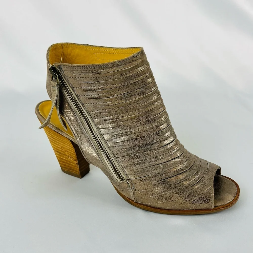 Paul Green Cayanne Peep Toe High Heel Booties SZ 9 US/SZ 6.5 UK Metallic Leather